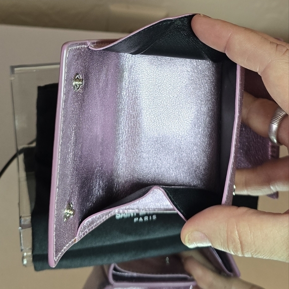 Saint Laurent Shimmering Pink Metallic Waller / Card Holder - Picture 10 of 16